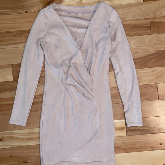 Microfibre suede faux wrap mini dress - Picture 4 of 7